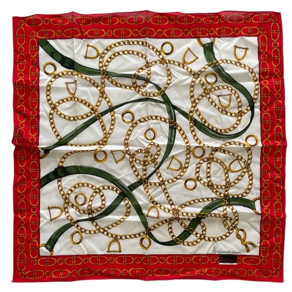 Roberta di Camerino Accessories - Roberta Di Camerino Vintage Red and Gold Patterned Handkerchief